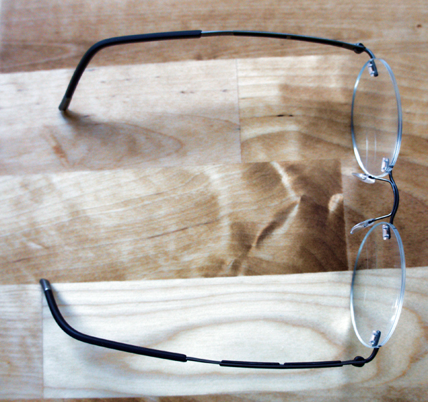 Photograph of Silhouette brand rimless eyeglasses for Peter Free's review of them.